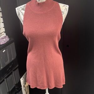 Sleeveless Mock Neck Knit Top - Pink